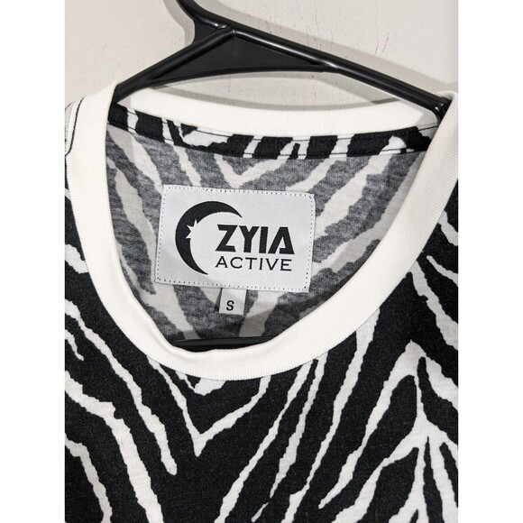 Zyia Active Safari Tank Top Zebra Print Black White Women Size S Muscle Tee - Picture 3 of 7
